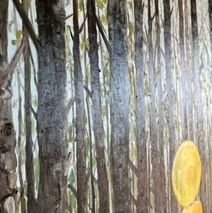 Detalje af maleri "Forunderlig hverdagspsykose i skoven"