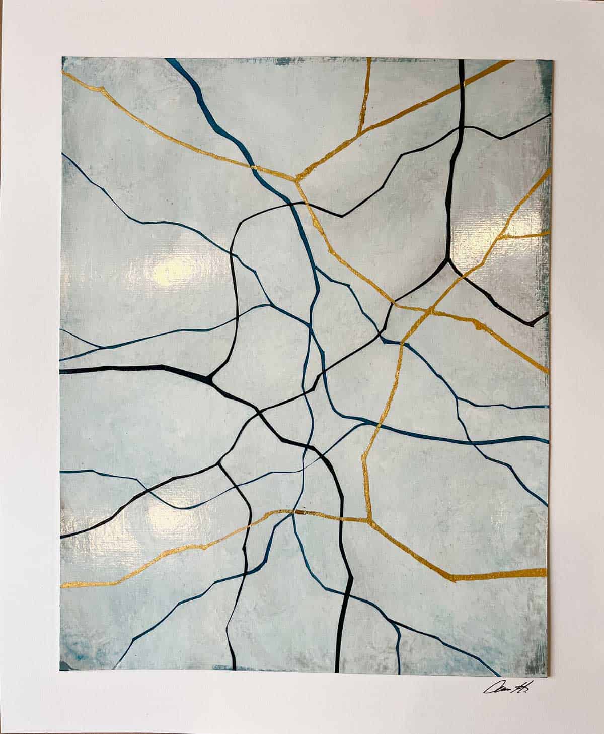 1) Unika papirværk på 50x60 cm fotograferet u ramme