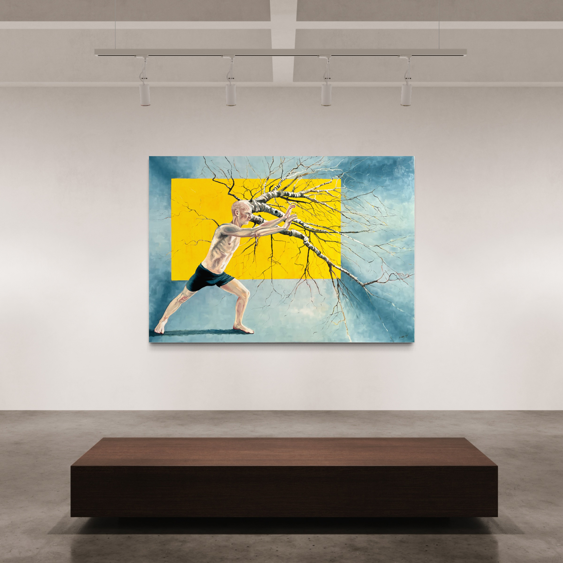Stort farverigt oliemaleri på 170x120 cm.